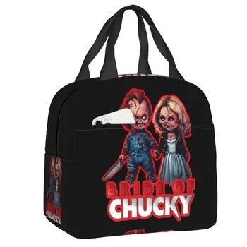 Chucky és Tiffany hőszigetelt uzsonnás táskák nők Chucky ijesztő menyasszonya hordozható ebédtároló iskolai tároláshoz Élelmiszerdoboz