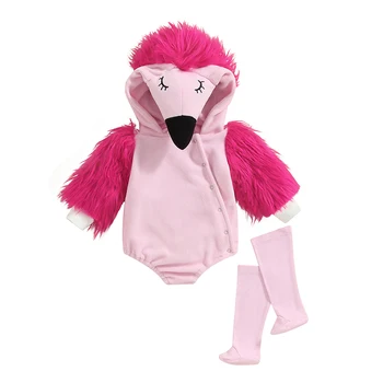 Kisgyermek Csecsemő Kisfiú Lány Halloween Fancy jelmez Fuzzy hosszú ujjú kapucnis Romper Jumpsuit Legging 2Db Outfit