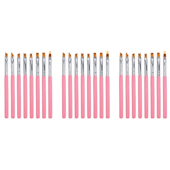24Pcs Color Paint Pen Set rózsaszín szirom toll körömkefe Rövid körömkefe
