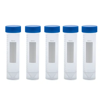 5 darab 50 ml-es műanyag átlátszó centrifugacső mérleggel Szabadon álló műanyag kémcső csavaros kupakkal