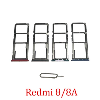  Telefon SIM SD kártya tálcák Xiaomi Redmi 8 8A eredeti telefon SIM-kártya kártyanyílás tartó fiókrészhez Redmi 8 8A + PIN-kódhoz