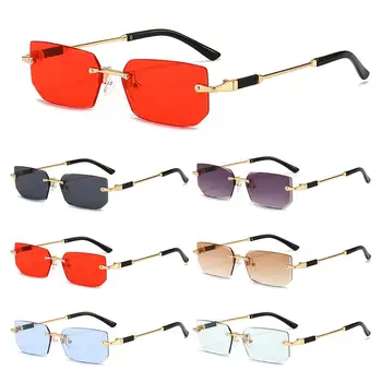 UV400 keret nélküli téglalap alakú napszemüveg vintage Y2K keret nélküli napszemüveg árnyalatok nőknek és férfiaknak