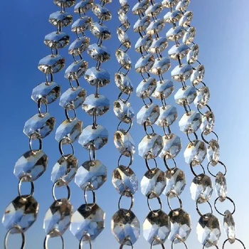 1M Átlátszó 14mm kristály nyolcszög gyöngyök láncok kristályüveg függő szálfüzérek otthoni esküvői ragyogó dekorációhoz