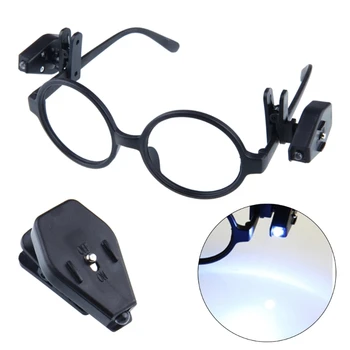 2x Szemüveges olvasólámpa - szögben állítható rugalmas könyv olvasólámpa LED fény Szemüvegbilincs lámpa- Olvasó éjszakai lámpa-