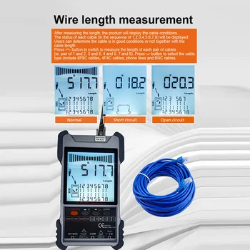ET618 Hálózati kábel teszter LCD kijelzővel Analógok Digitális keresés POE teszt kábel dróttérkép teszter azonosító leképező eszköz (A)