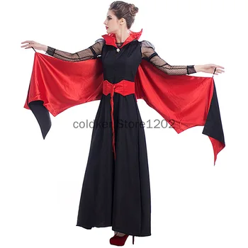 Halloween Christrmas Cosplay jelmez Queen ruha Ampire jelmez Húsvét felnőtt női vámpír denevér jelmez színpadi jelmez