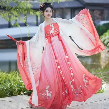 Ősi hagyományos kínai ruházat Női vintage elegáns tündér Hanfu ruha szett Tang dinasztia női édes tánc színpadi jelmezek