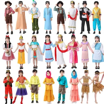 Aladdin hinduizmus Gyerekek Arab Arab jelmez Közel-Kelet Jelmez Fiú Gyermek Herceg ruhák Halloween Cosplay Gyerekek Muszlim