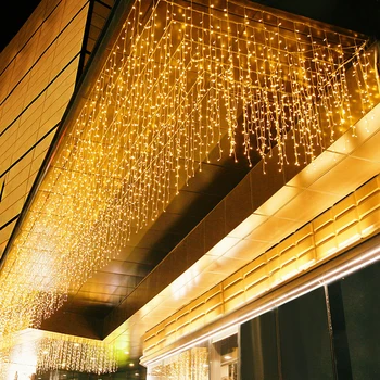 5M Karácsonyi fény Kültéri csepp 0,4-0,6m LED koszorú függöny jégcsap húrfény Kerti eresz esküvői parti dekoráció 110V 220V