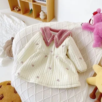 Meleg ruhák Gyermekruházat Pamut Ősz Tél Új Lányok Pamut Alkalmi Szép Szennyezett Laza Egyszerű hercegnő stílus