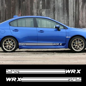 2PCS Autó oldal test Vinil matricák Hosszú csíkos matricák DIY Sport Versenyzés Stílus Matrica Auto Tuning tartozékok Subaru WRX STI-hez
