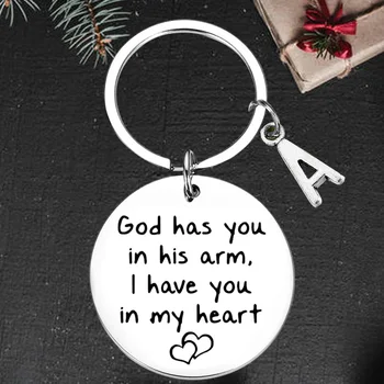 Aranyos Isten a karjaiban tart téged A szívemben tartalak Kulcstartó medál Emlékajándékok Kulcstartók Anya elvesztése Apa ajándék
