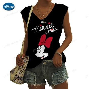 Disney Minnie Mickey egér mintás női póló rövid ujjú laza nyári póló ujjatlan harajuku pólók felsők ropa mujer