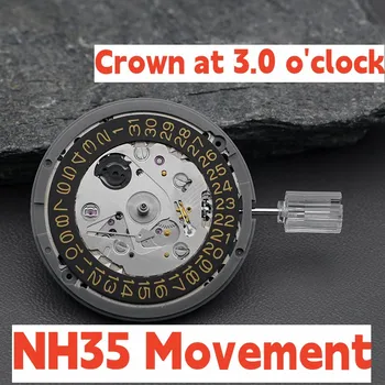 Seiko Mod Japan Crown 3.0 óra NH35 Movement Crown Gold Black 24h Datewheel nagy pontosságú öntekercselő GMT mechanikus számlap