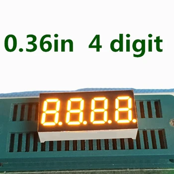 20DB 0,36 hüvelykes 4 bites sárga digitális cső LED kijelző 7 szegmenses közös anód DIY órához 0,36