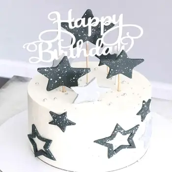 5db Boldog születésnapot torta feltétje akril betűs torta feltétjei Party kellékek Boldog születésnapot fekete torta dekoráció fiú kreatív tervek