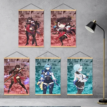 Anime Fa függő nyomatok Genshin Impact vászon asztrológus Mona Megistus moduláris festés dekoráció Kezdőlap poszter Fali képek