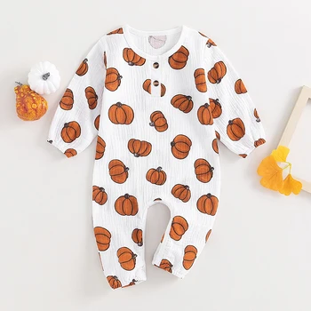 Mildsown Infant Baby Boys Girls Halloween Clothes Pumpkin Print Toddler Rompers Long Sleeve jumpsuit újszülött ruhákhoz