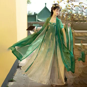 VÍZ Hanfu női hagyományos kínai ruhák jelmez öltöny Tang hercegnő dinasztia zöld rózsaszín nő tánc ruházati üzlet