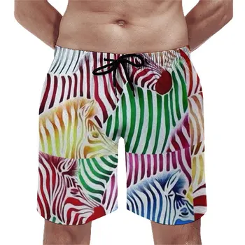 Színes zebra Board rövidnadrág Szabadidő Férfi Beach Shorts Textúra Vadállat Nagy méretű úszónadrág Minőség