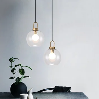 Nordic Üveggolyó medál Fény loft könnyű luxus függő ipari dekoráció Világítótestek E27/E26 hálószoba Étterem lámpa