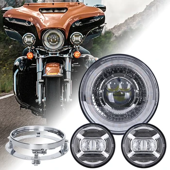 Harley motorkerékpár fényszórókészletekhez LED-es 7 hüvelykes kerek fényszóró 4,5 hüvelykes ködlámpa Harley 2Street Glide 2006-2013
