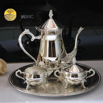 High-end Classic ezüst kávéfőző szett négyrészes készlet Dekoratív kézművesség