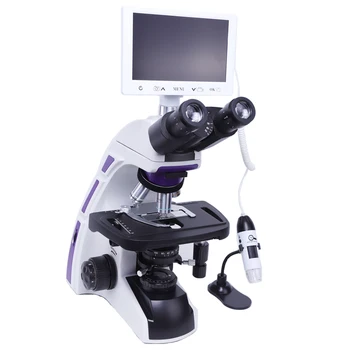 Hot Sale LCD kijelző Akromatikus optikai mikroszkóp Trinokuláris biológiai mikroszkóp LED lámpával