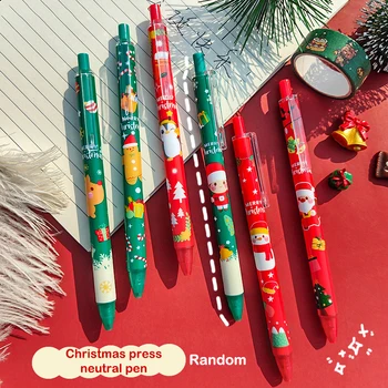 1Pc Random 0,5mm Fekete tinta Aranyos gél tollak Kreatív karácsonyi ajándék Sajtóiroda Ajándék Iskolai kellékek Írószerek Kawaii Vicces toll