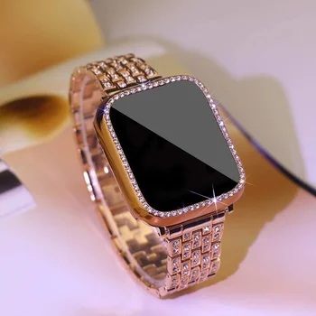 gyémánt tok+szíjjal Apple Watch Ultra 2-höz 49 mm-es szíj 45 mm 41 mm 42 mm 38 mm rozsdamentes acél karkötő iWatch SE 6 7 8 9 40 44mm