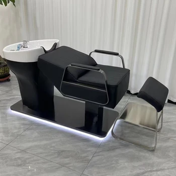 Fodrászat Otthoni samponágy Luxus lounge zuhany Szépség sampon ágy egyszerűség Állítsa be Silla Peluqueria Szalon bútor BL50SD