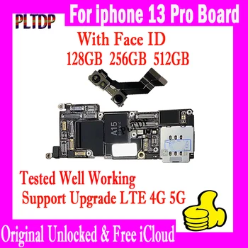 iPhone 13 Pro alaplaphoz Face ID-vel, nincs azonosító fiók Eredeti kártyafüggetlen alaplap 256 GB 128 GB IOS frissítés 5G 4G LTE lemez
