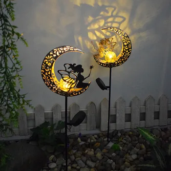LED napelemes fűlámpa tündér angyal / nap / hold / láng retro napelemes fény kültéri vízálló kerti dekoráció udvari táj sétányhoz