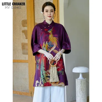 Divatos patchwork nyugati stílusú ruha női felsőhöz, karcsúsító temperamentummal középkorú és idős anyák számára