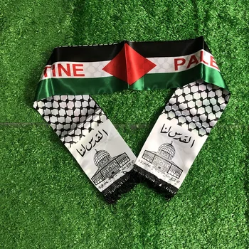 50db ZÁSZLÓ Palesztina zászló Egyéni sál Palesztina nemzeti ünnepe 14 * 130cm sál nyomtatás szatén palesztin zászló sál