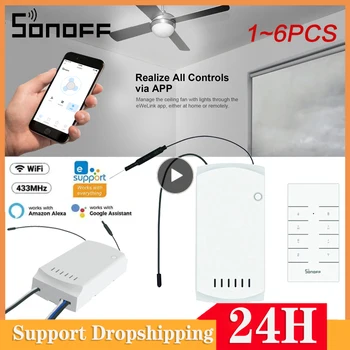 1 ~ 6DB SONOFF IFan04 220-240V Smart Wifi Plafond ventilátor és fényvezérlő RF433Mhz / Ewelink APP / Voice távirányító Állítsa be a sebességet