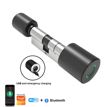 Tuya Bluetooth ujjlenyomat-zár állítható zárhenger biometrikus elektronikus intelligens ajtózár Digitális kulcs nélküli otthoni zár