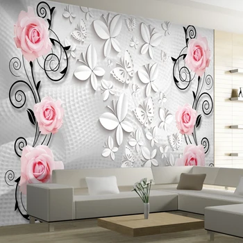 beibehang papel de parede 3d nagy rózsa falfestmény tapéta fali háttérhez TV kanapé papír parede fali papír Lakberendezés