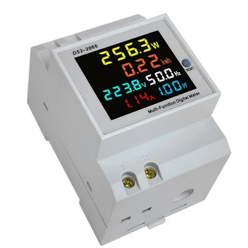 Din sínes AC monitor 6IN1 250-450V 100A feszültség Áramtényező Aktív KWH Elektromos energia frekvenciamérő VOLT AMP