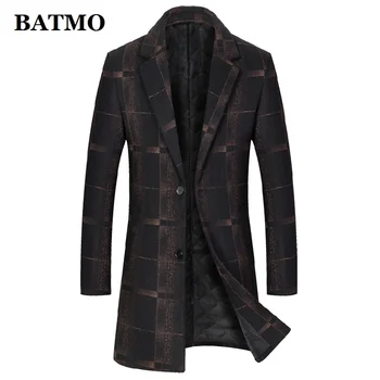 BATMO 2023 új jövevény őszi-téli kockás gyapjú árokkabát férfiak, férfi kabát férfi kabát M8828