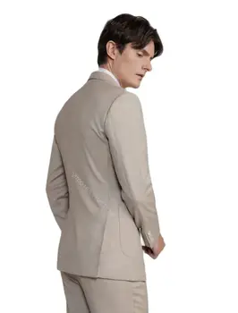 Klasszikus férfi öltöny sárgabarack kényelmes esküvői ruha férfiaknak Vőlegény Tuxedo 2 darab Slim Fit férfi öltöny kabát nadrág szett 2022