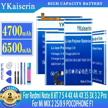  YKaiserin akkumulátor Xiaomi Redmi Note 8 8T 7 5 4 4X Pro Note8 3 2 4A 4X 3S 3X Mi 8 9 MIX 2 2S MIX2 POCOPHONE F1