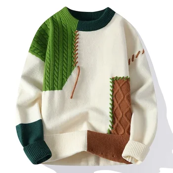 Őszi és téli új kereknyakú pulóver férfi túlméretezett alkalmi viselethez
