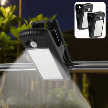 2Pcs érzékelő fény LED napelemes éjszakai fény vízálló kerti klip a lámpán az udvari ösvényen Kerítés lámpás kültéri talaj világít