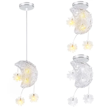 Modern romantikus LED fény függőlámpa Hold Szikra Hold szikra Függő mennyezeti lámpák gyerekeknek Szoba hálószoba Nappali LED csillogás