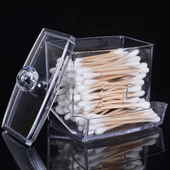 Kiváló minőségű kreatív átlátszó akril tároló tartó doboz átlátszó vattapálca stift kozmetikai sminkrendező tok