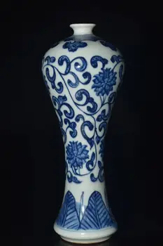 6,1 hüvelykes kínai gyönyörű kék és fehér porcelán kézzel festett kis váza