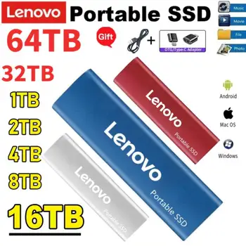 Lenovo külső merevlemez 64TB 16TB nagy sebességű SSD 8TB 4TB 2TB 1TB hordozható külső SSD merevlemez SSD szilárdtestalapú merevlemez