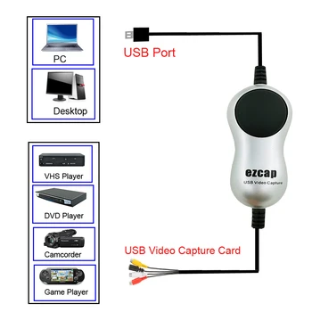 Ezcap USB 2.0 HD Video Capture TV DVD VHS DVR adapter felvevő Grabber Converter analóg videó audió digitálisra Windows 10 8 7