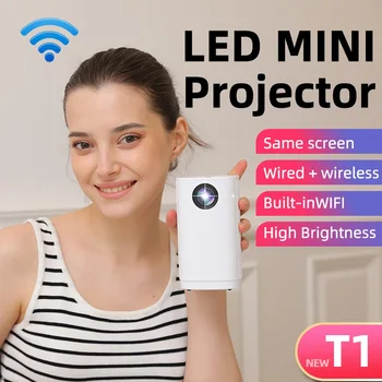 Új T1 Mini projektor LED fényforrás multimédia lejátszás telefon Egy képernyő WiFi Kis és hordozható Home One Screen Edition